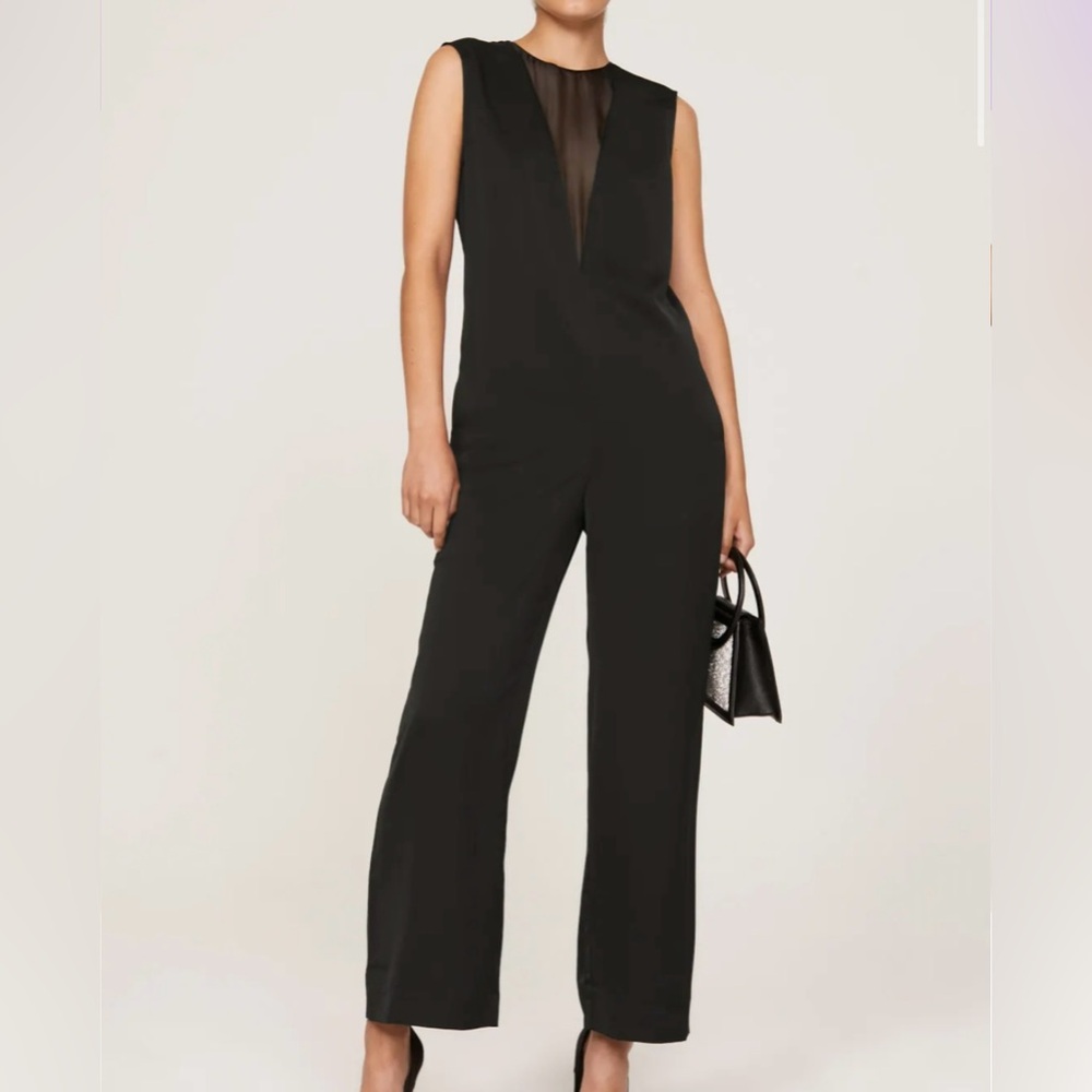 NWOT Marina Moscone Collective black satin jumpsuit size 8